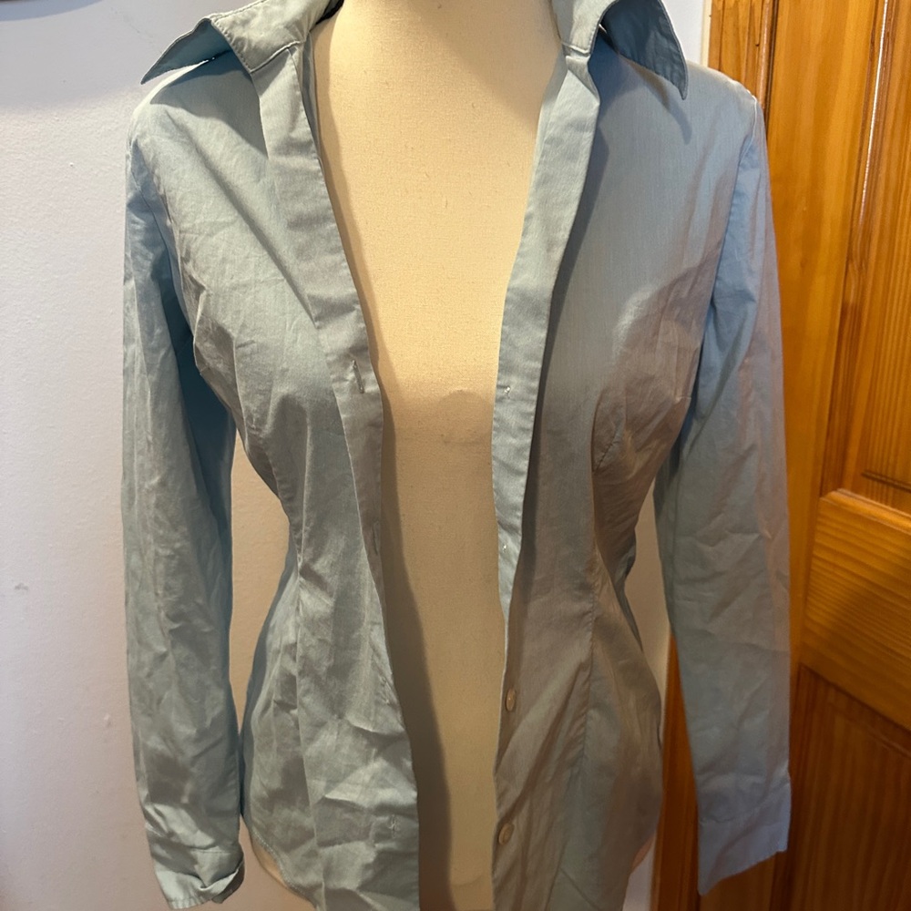 Women's Light Blue Button-Up Dress Shirt